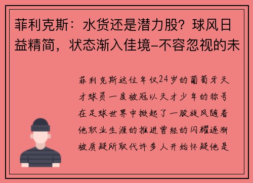菲利克斯：水货还是潜力股？球风日益精简，状态渐入佳境-不容忽视的未来之星