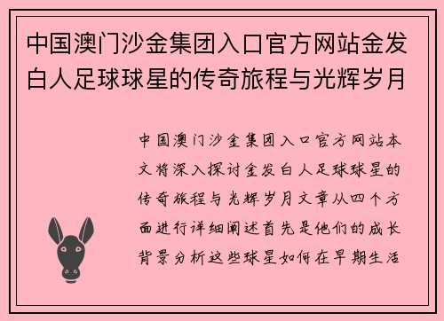 中国澳门沙金集团入口官方网站金发白人足球球星的传奇旅程与光辉岁月解析 - 副本