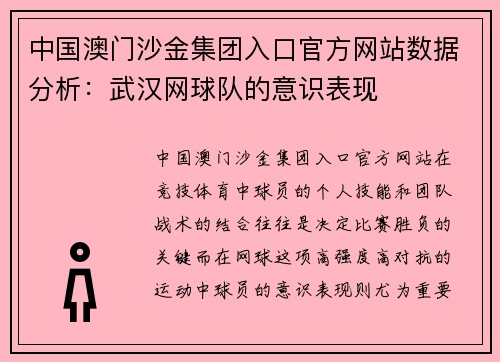 中国澳门沙金集团入口官方网站数据分析：武汉网球队的意识表现